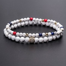 Paved Beaded Bracelets White Bracelets & Bangle Elastic Rope Chain Natural Stone For Women and Men Handmade Boho Jewelry 2024 - buy cheap