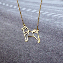 Único lindo Origami Labrador perro animal mascota colgante gargantilla Collar para mujeres niñas delicado regalo de Navidad joyería de moda 2024 - compra barato