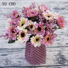 Flores artificiales de seda para decoración del hogar, ramo de flores artificiales de margaritas, YO CHO, 10 cabezas 2024 - compra barato