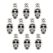 10PCS/pack DIY Fashion Halloween Charms Antique Silver Alloy Skull Charms Pendant  For Craft Making Jewelry Findings 2024 - buy cheap