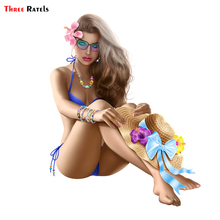 Tres Ratels TRL593 #12x15 cm Anime Sexy chica de belleza con Bikini y pelo largo divertido pegatinas de coche estilo extraíble etiqueta 2024 - compra barato