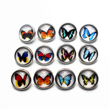 Hot selling 12pcs/lot butterfly Snap Buttons Charms 12mm Glass Buttons Fit DIY Snap Bracelets&bangle Decoration Jewelry 2024 - buy cheap