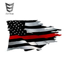 EARLFAMILY 13cm x 7.4cm Thin RED Line Tattered Flag Sticker RIGHT Bumper Vinyl Decal Car Sticker Reflective Decal 2024 - buy cheap