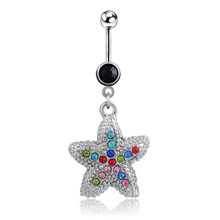 2016 Cute Black Starfish Belly Button Rings Surgical Steel Belly Navel Piercing Sexy Body Piercing Dangle Bar Piercing Ombligo 2024 - buy cheap