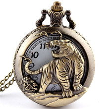 Caliente Dropshipping. Exclusivo. Tigre de bronce hueco collar de reloj de bolsillo de cuarzo colgante zodiaco chino 12 talla a hombres mujeres regalos P251 2024 - compra barato