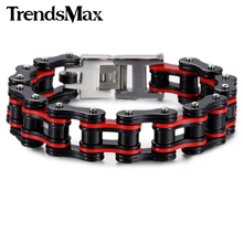 Pulseiras masculinas hiphop biker motocicleta link chain 316l pulseira de aço inoxidável para jóias masculinas atacado 18/18. 5/19mm khbm56 2024 - compre barato