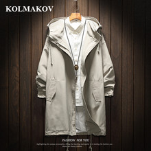 Kolmakov masculino longo trench coat jaqueta poliéster preto trench coats primavera dos homens jaquetas e casacos 2022 jaquetas para homens tamanho grande 2024 - compre barato