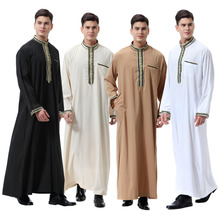 Vestido formal masculino muçulmano, jubba thobe abaya, oriente médio, musulman homme juhs saudita árabe islâmico 2024 - compre barato