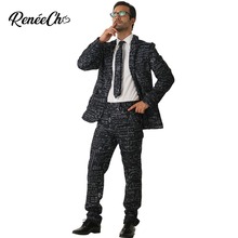 Crazy Suit Halloween Costume For Adult Black White Men`s Math Costume Suit Equation Men Blazer Set Party Wear Christmas Costume 2024 - buy cheap