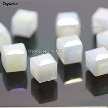 Isywaka 100pcs 8mm Non-hyaline White AB Color Square Austria Crystal Beads Glass Beads Loose Spacer Bead for DIY Jewelry Making 2024 - buy cheap
