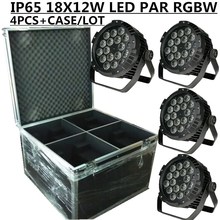 4PCS/ 24X12W waterproof IP65 Par+Flight Case / RGBW LED PAR LIGHT DMX LED wash light professional stage DJ equipment disco light 2024 - buy cheap