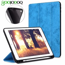 Tampa do caso para o ipad pro 12.9 Lápis com Suporte estojo de couro pu para Casos ipad pro 12.9 Folding Folio Auto Wake/Sono 2024 - compre barato