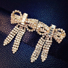 925 Silver Needle Rhinestone Long Earrings For Women Gold Color Bowknot Drop Earrings Korean Chic Fashion Jewelry Bijoux Gift 2024 - buy cheap