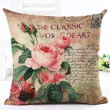 Vintage Style Home Decor Oil Painting Flower Printed Sofa Cushion Decor Almofadas Sofa Throw Pillow Cotton Linen Square 2024 - buy cheap