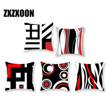 Black and Red Geometric Pattern Polyester Throw Pillow Living Room Cushion Cover Car Home Decoration Sofa Decorative Pillowcase 2024 - buy cheap