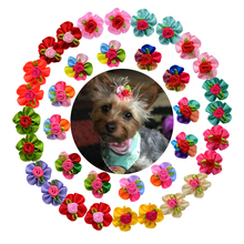 100pcs/50pairs Cute Pet Dog Puppy Cat Hair Bows with Rubber Rands Flower Rose Mix Styles Dog Grooming Accessory Pet Suppliers 2024 - buy cheap