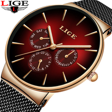 LIGE 2019 LIGE повседневные тонкие сетчатые Модные Кварцевые Золотые часы мужские часы лучший бренд класса люкс спортивные водонепроницаемые часы Relogio Masculino 2024 - купить недорого