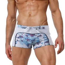SD351 Sexy shark print swimwear men summer beach swimming trunks boxer board surf shorts briefs men swimsuit sunga bathing suits 2024 - buy cheap