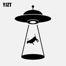 YJZT 8.9CM*13.3CM "Alien Cattle Abduction" Vinyl Decal Car Sticker UFO Black/Silver C3-0531 2024 - buy cheap