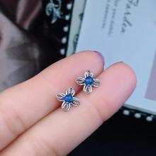 fashion Lovely Stars Flower natural blue sapphire stone stud earrings 925 silver Natural gemstone earring for girl party jewelry 2024 - buy cheap