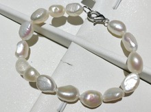 Wedding Woman Bracelet 9mm white baroque pearl Natural Freshwater Pearl Handmade Jewelry 2024 - buy cheap