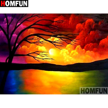 Homfun quadrado completo/broca redonda 5d diy pintura de diamante "pôr do sol cenário" bordado ponto de cruz 3d decoração de casa presente a10024 2024 - compre barato