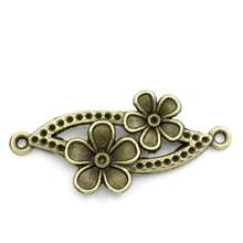 DoreenBeads Connectors Findings Flower vine Antique Bronze FlowerInlaid faceteds(Hold ss1 Rhinestone)3.7cmx15mm,5 PCs 2024 - buy cheap