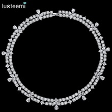 LUOTEEMI Top Quality Waterdrop Clear Cubic Zirconia Bridal Choker Necklaces White Gold-Color For Women Wedding Bridal Jewelry 2024 - buy cheap