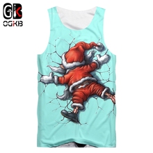 OGKB Man New Winter Christman Vest 3D Printed Santa Claus Lovely O-neck Tank Top Funny Big Size 5XL 6XL Habiliment Men's 2024 - buy cheap