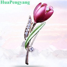 Elegant and elegant tulip flower brooch brooch crystal jewelry dress intimate jewelry accessories brooch wedding 2024 - buy cheap