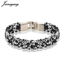 Janeyacy-Pulsera de 10 colores para mujer, a la moda brazalete con diamantes de imitación, con personalidad, novedad de 2018 2024 - compra barato