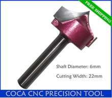 6mm*22mm,Freeshipping woodworking CNC router bit,Solid carbide end milling cutter,wood tools,Tungsten steel end mill,PVC,MDF 2024 - buy cheap