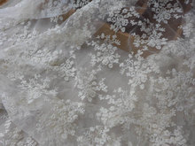 Tecido de renda marfim, tecido de renda bordado de algodão florais, tecido de renda marfim para casamento ao quintal 2024 - compre barato