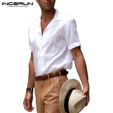 INCERUN Short Sleeve 2019 Summer Men Casual Solid Color Lapel High Quality Shirt Business Slim Handsome Simple Camisa Masculina 2024 - buy cheap