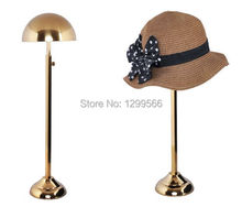 Free shipping high grade Titanium gold Stainless Steel Hat display stand cap showing stand  Metal Hat Display holder rack 2024 - buy cheap