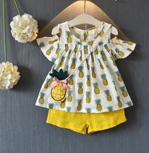 Conjunto de roupa casual com abacaxi., camiseta e shorts infantis de 2 peças, verão, roupas para crianças de 2 a 8 anos. 2024 - compre barato