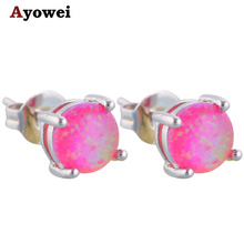 Simple style Wholesale & Retail purple Fire Opal 925 Silver Stud Earrings Fashionl Jewelry*Opal Jewelry OE121A 2024 - buy cheap