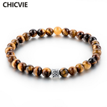 CHICVIE Tiger Eye Beads Men Bracelets & Bangles Natural Stone Strand Bracelet For Women silver color Jewelry Bracelet Sbr160116 2024 - buy cheap
