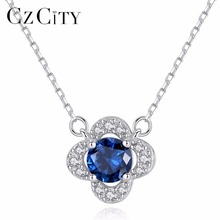 CZCITY Snowflake Genuine Blue Topaz Solid 925 Sterling Silver Pendant Fine Jewelry Does Include Chain For Women On Sale Necklace 2024 - buy cheap