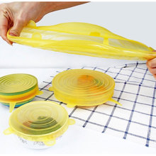 Juego de cubiertas elásticas de silicona para mantener la comida fresca, accesorios de cocina, tapas reutilizables para cuencos, 6 unids/set 2024 - compra barato