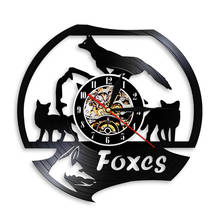  Foxes Lovely Animal Theme Vinyl Record Wall Clock Handmade Vintage Hanging Art Clock Home Decorative Watch 2024 - buy cheap