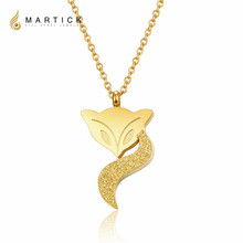 Martick 316L Stainless Steel Gold-color Scrub Fox Pendant Necklace Link Chain Necklace Rose Gold Fashion Jewelry For Women P81 2024 - buy cheap