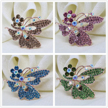 Diseño de mariposa de estilo europeo, alfileres de color oro rosa, 8 colores, diamantes de imitación de cristal, ropa, joyería para bodas L 2024 - compra barato