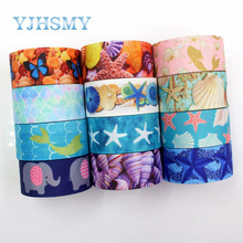 YJHSMY,G-18925-1198,25 mm 10 yard Ocean series conch shell Ribbons Thermal transfer Printed grosgrain,Gift wrapping DIY material 2024 - buy cheap