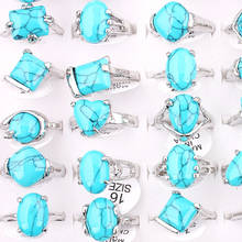 QianBei 2018 Retro Natural Blue Stone Rings Men Women Alloy Ring Male Rings Jewelry Wedding Gifts Wholesale 25pcs/set Free 2024 - buy cheap
