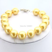 Shining Christmas Gifts Women Girls 10mm Yellow Glass Round Pearl Beads Bracelet Jewelry Making Design 2024 - buy cheap