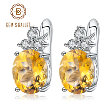 GEM'S BALLET-pendientes de plata de primera ley y citrino para mujer, aretes pequeños, plata esterlina 925, Gema Natural, citrino, 5.21Ct 2024 - compra barato