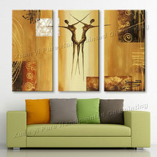 Hand Painted Canvas Abstract  Dance Oil Painting On Canvas 3 Piece Canvas Wall Art Large Home Office Decoration Unframed 2024 - buy cheap
