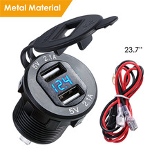 Cargador de coche de aleación de aluminio Universal 4.2A cargador USB Dual impermeable con voltímetro de pantalla LED 10 A fusible para motocicleta de coche 2024 - compra barato