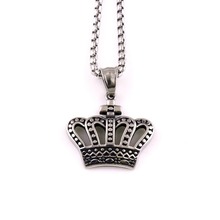 Unisex Pendant Necklace CROWN Shape High Grade Personality Vintage Charm Box Chain Stainless Steel Provide Dropshipping 2024 - buy cheap